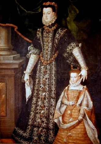 ANGUISSOLA  Sofonisba Portrait of Diane d'Andouins and her daughter